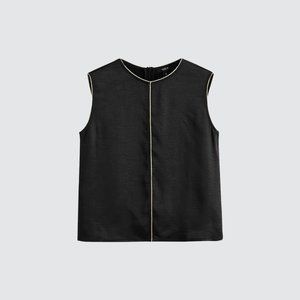 [NWOT] MOTF Premium Contrast Stitch Sleeveless Top - Black/Gold
